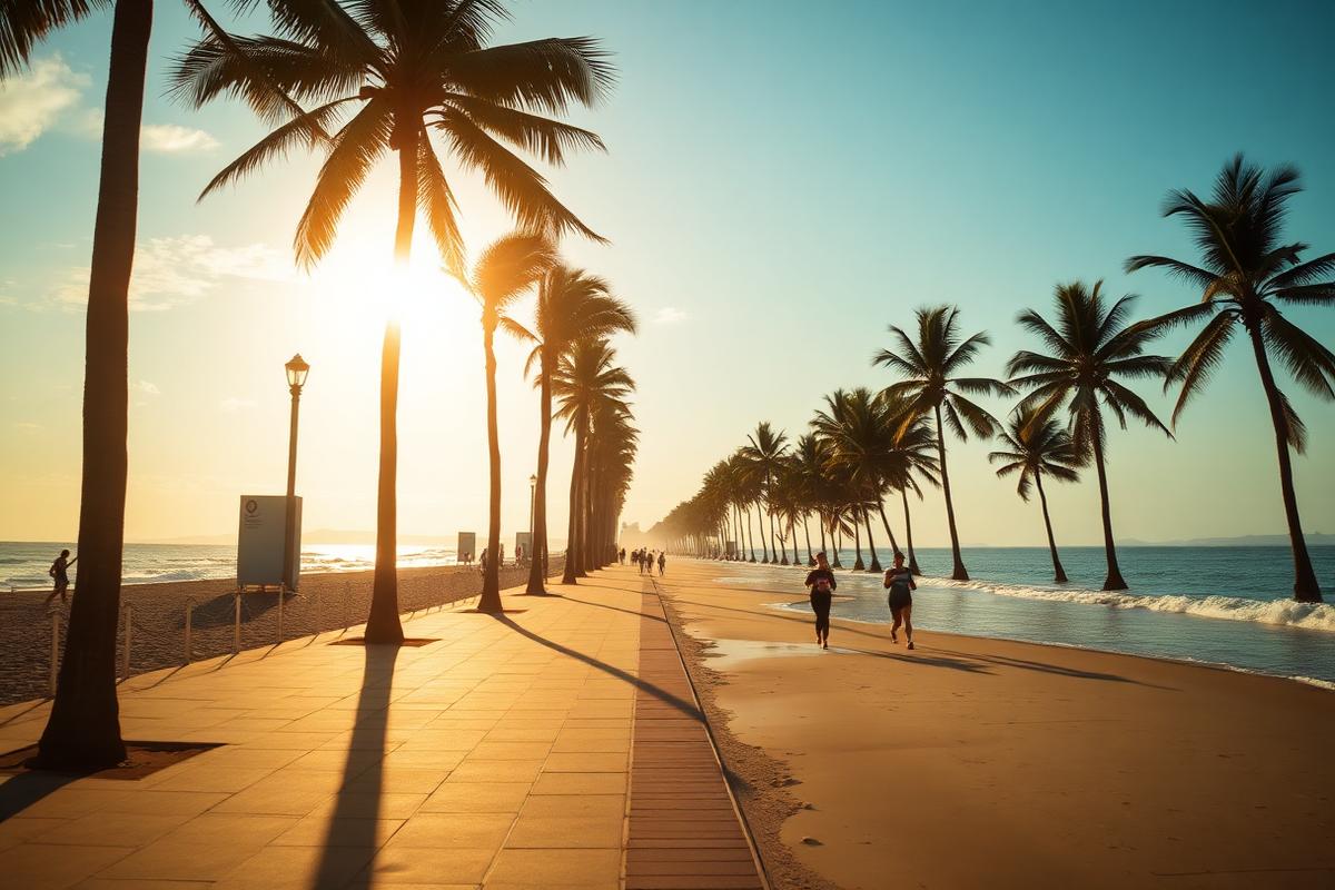 Durban beachfront promenade at sunrise
